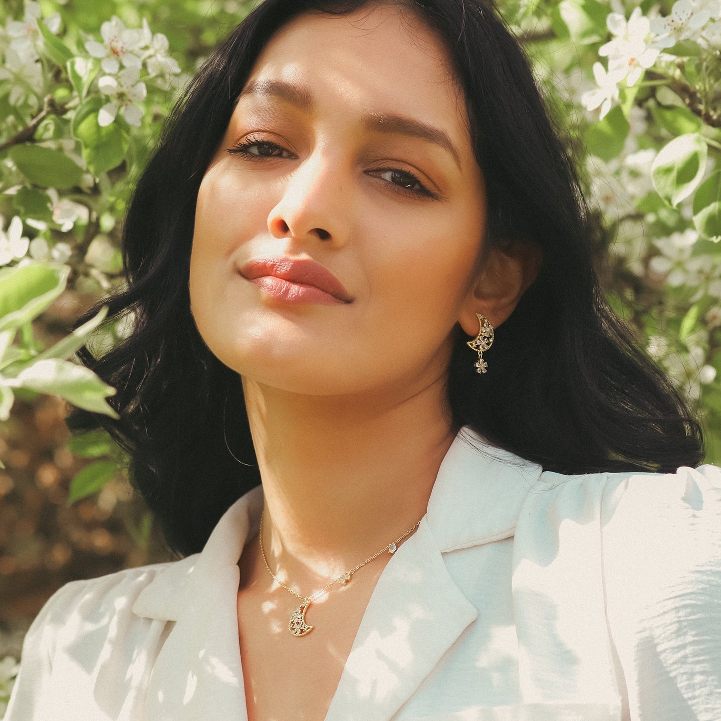 Posie Flower Moon Earrings | 18k Gold Plated