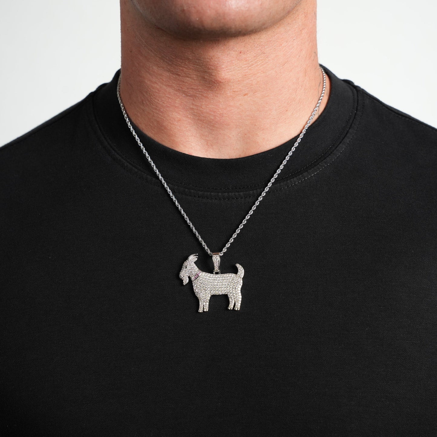 Iced Goat Pendant (Silver)