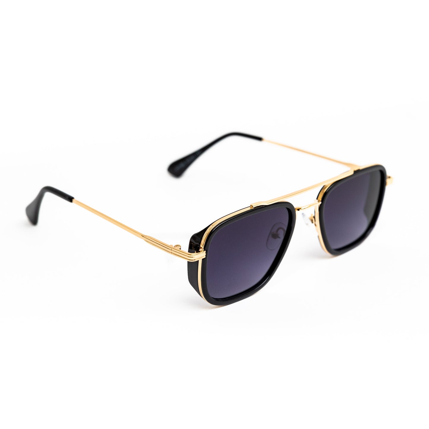 Gold Double Bridge Shades (Blue Lens)