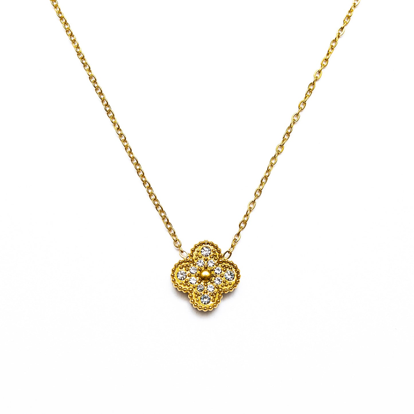 Diamond Single Clover Necklace (Gold)