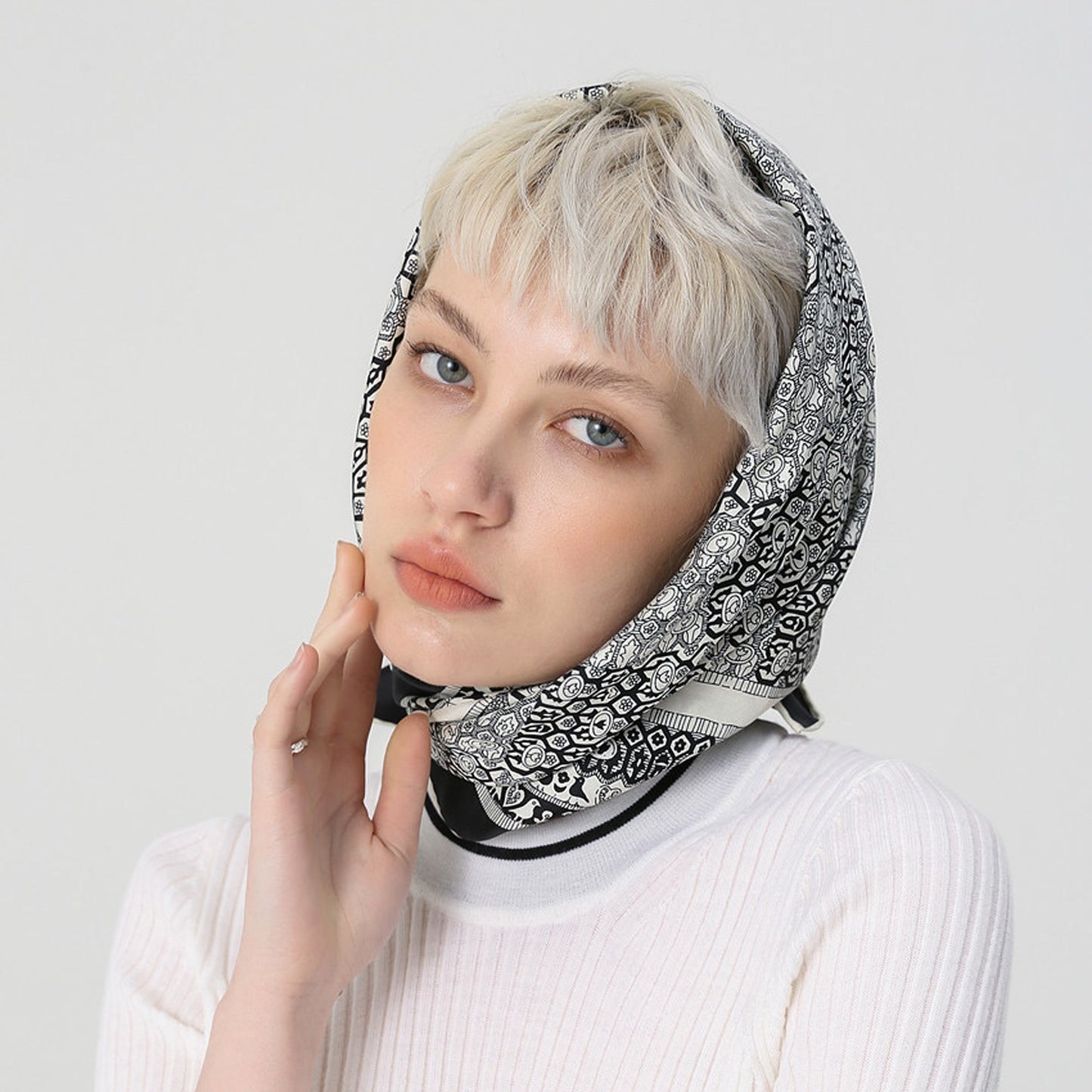 Heritage Grace Silk Scarf - 90cm Hand-rolled Women's Head Scarf