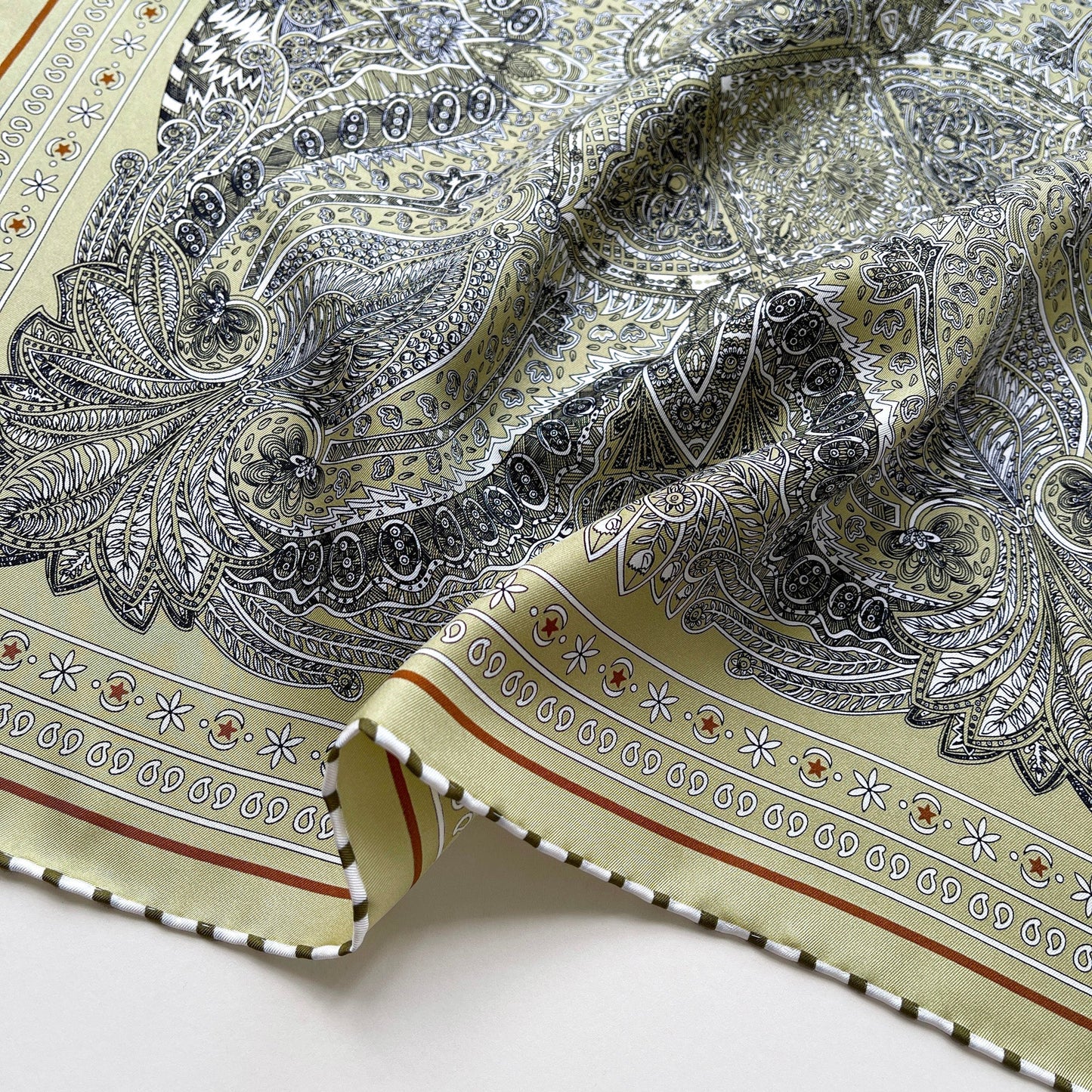 Navy Heritage Paisley Silk Scarf - 53cm Hand-Rolled Unisex Bandana
