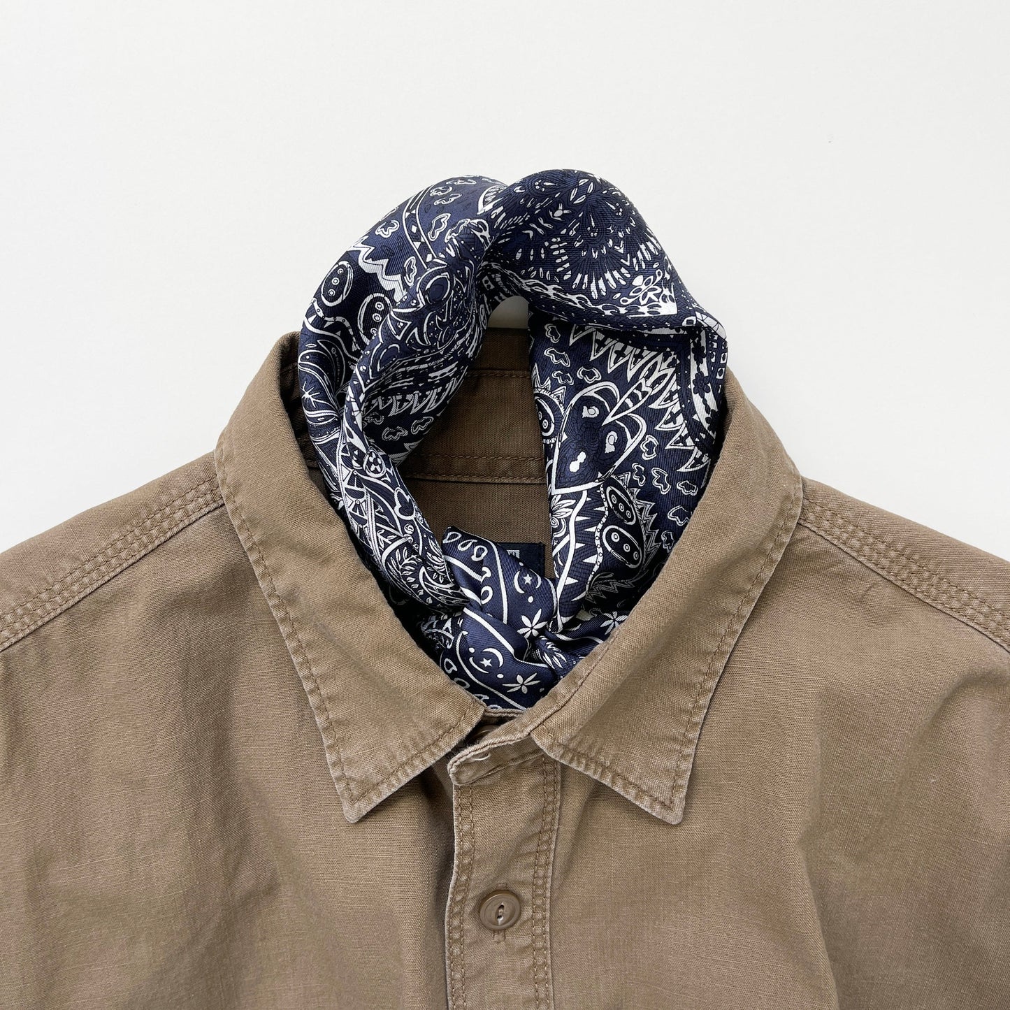Navy Heritage Paisley Silk Scarf - 53cm Hand-Rolled Unisex Bandana