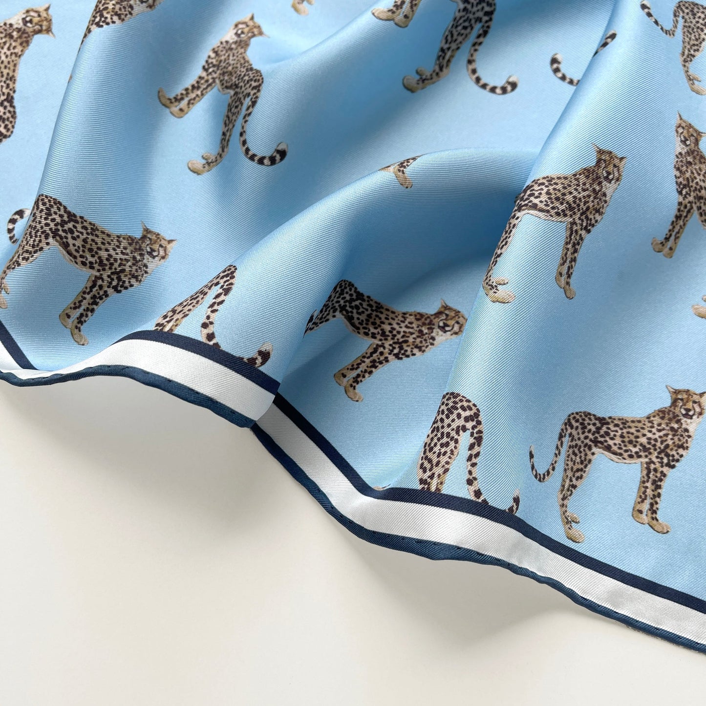 Leopard Chic Silk Scarf - 65cm Hand-rolled Bandana Scarf for Women & Men