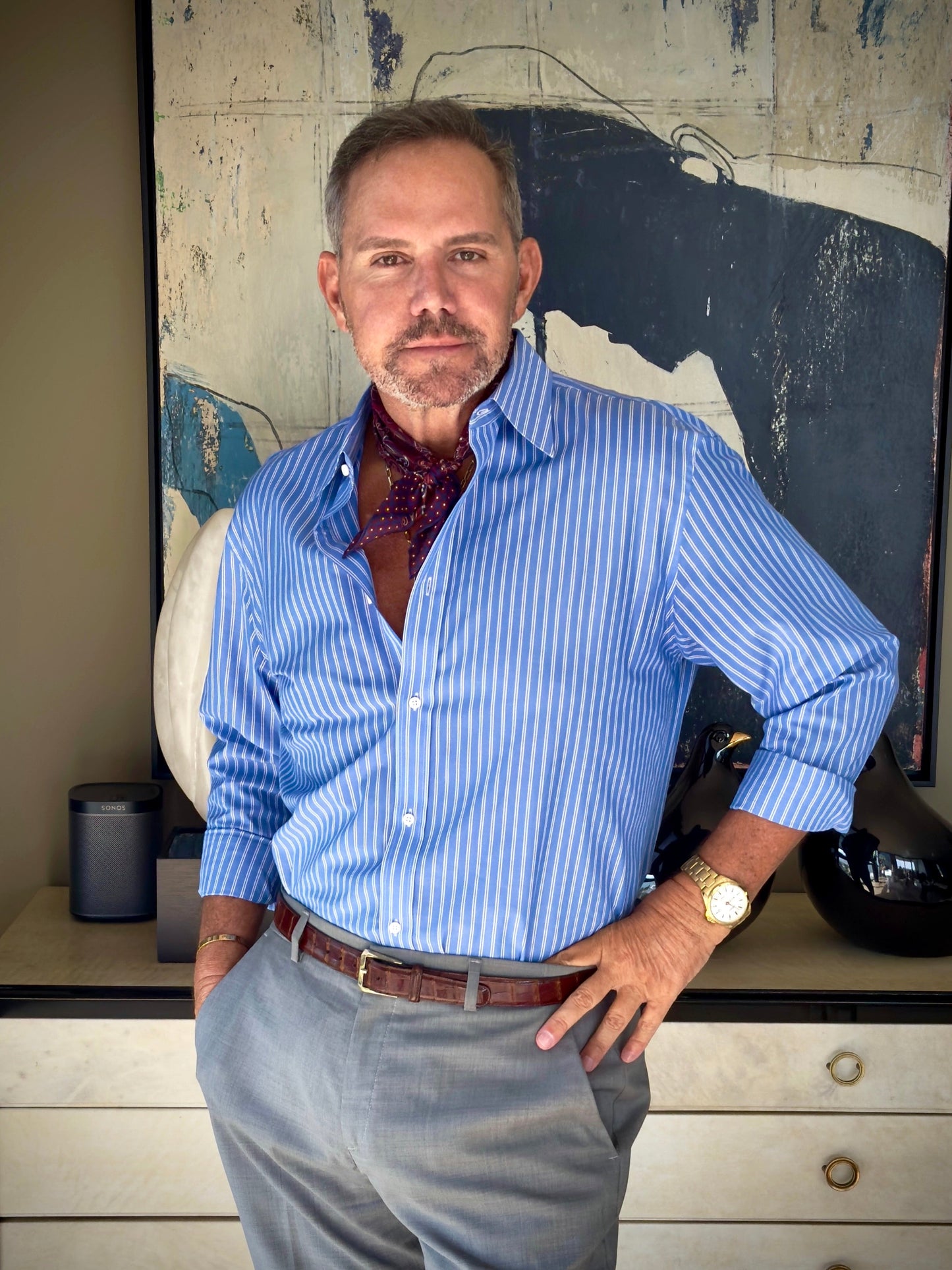 Classic Paisley Silk Scarf - 53cm Hand-rolled Men's Neckerchief