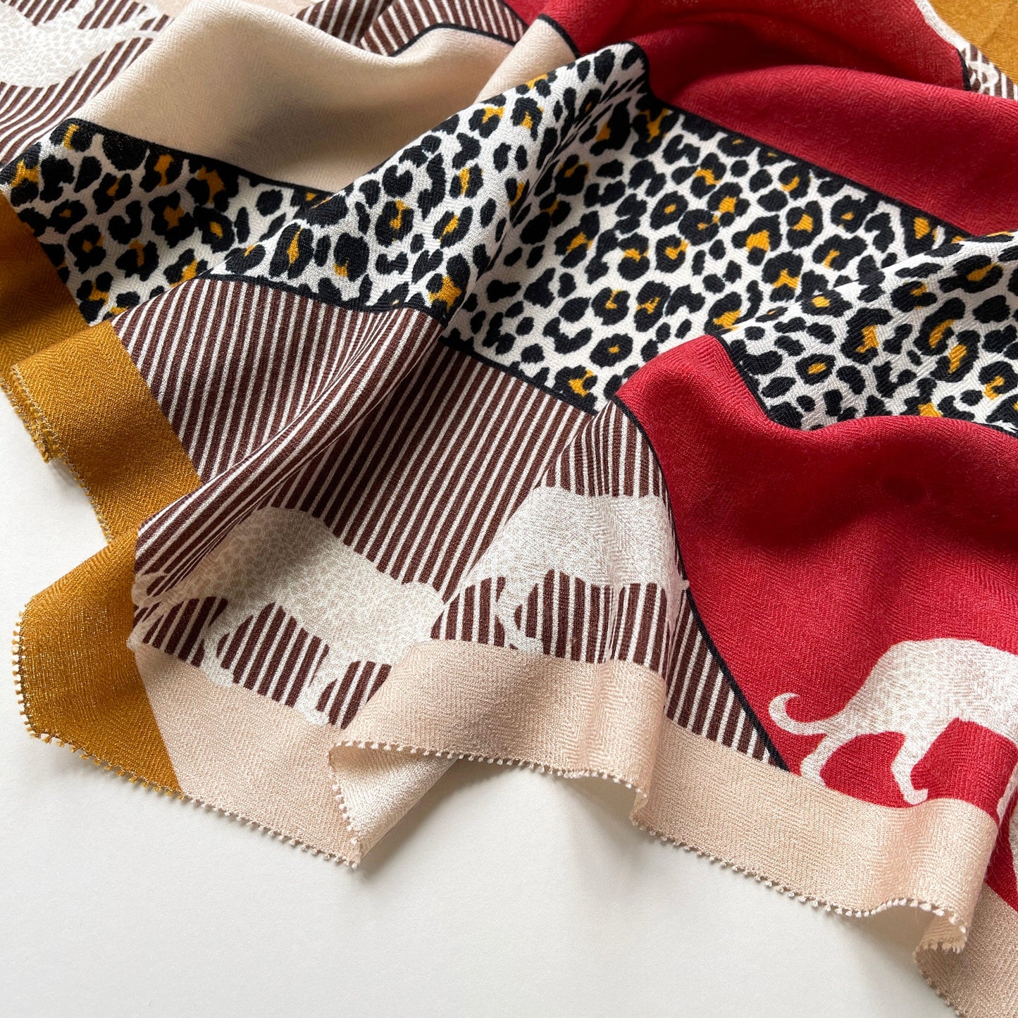 Red Black Leopard Charm Cashmere Silk Scarf - Women's Neck Scarf