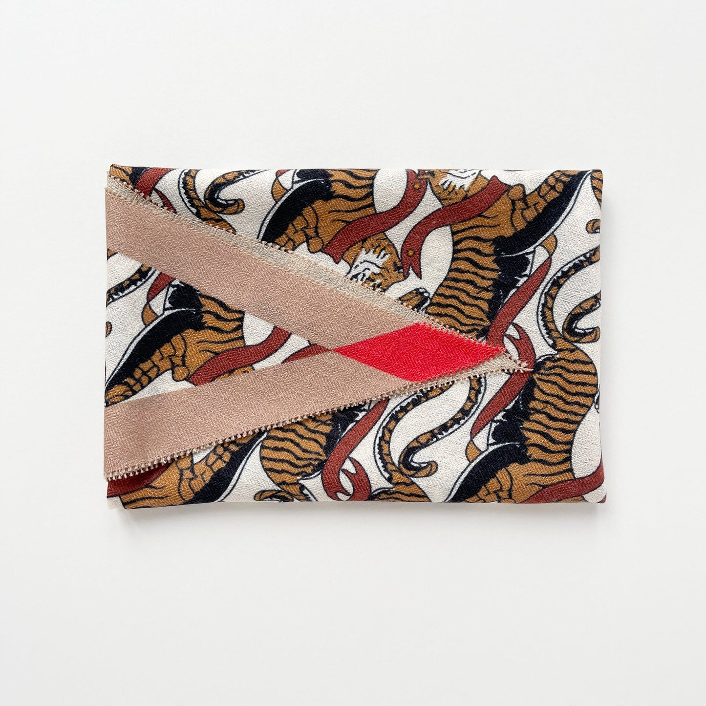 Beige Brown Tiger Reverie Cashmere Silk Scarf - Unisex Neck Scarf