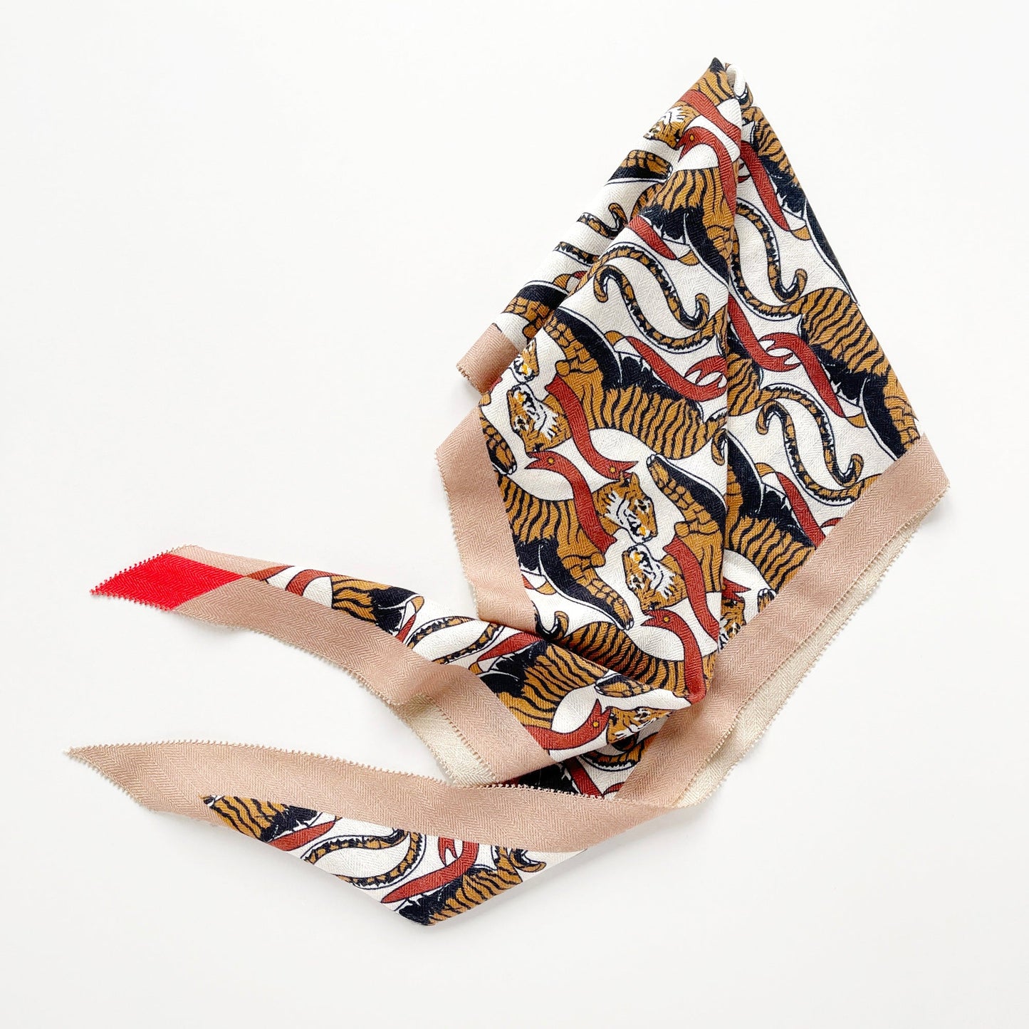 Beige Brown Tiger Reverie Cashmere Silk Scarf - Unisex Neck Scarf