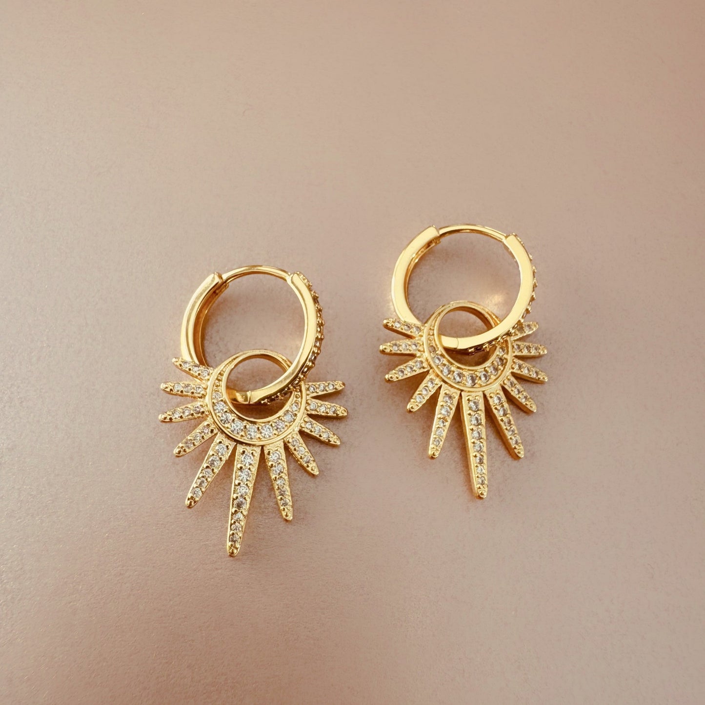 Nola Sunburst Charm Jewel Hoop Earring
