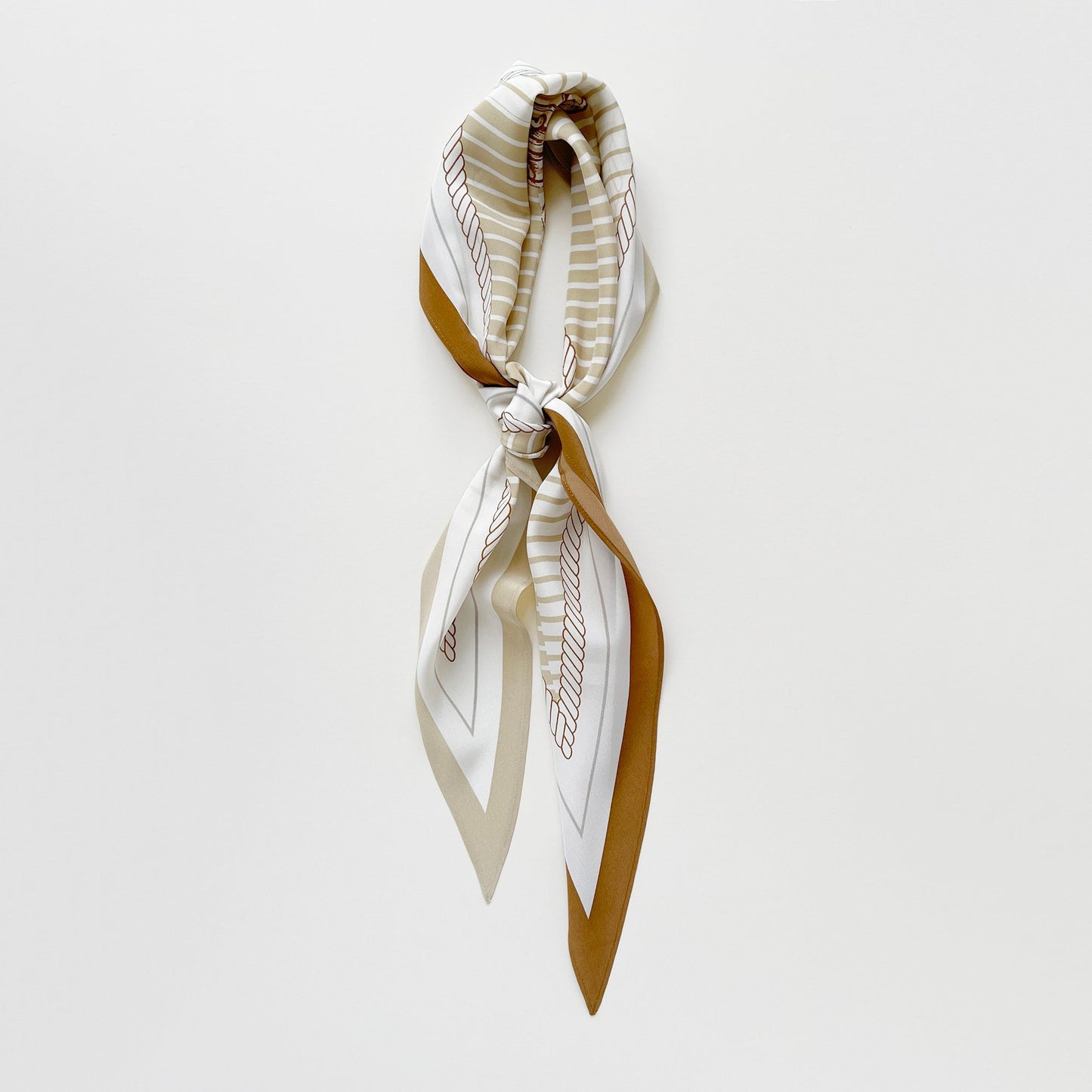 Stripe Monogram Grace Silk Scarf - 100% Silk Crepe de Chine