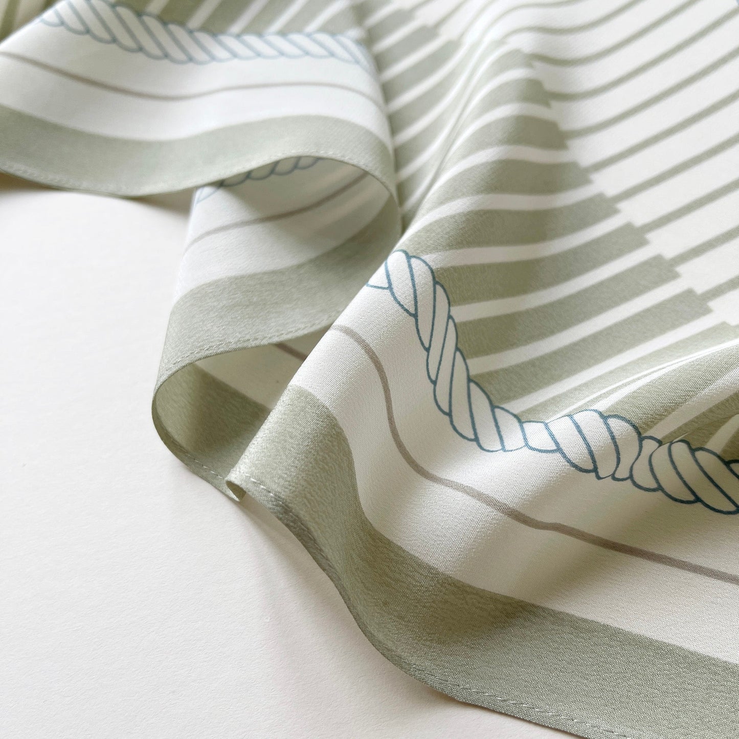 Stripe Monogram Grace Silk Scarf - 100% Silk Crepe de Chine