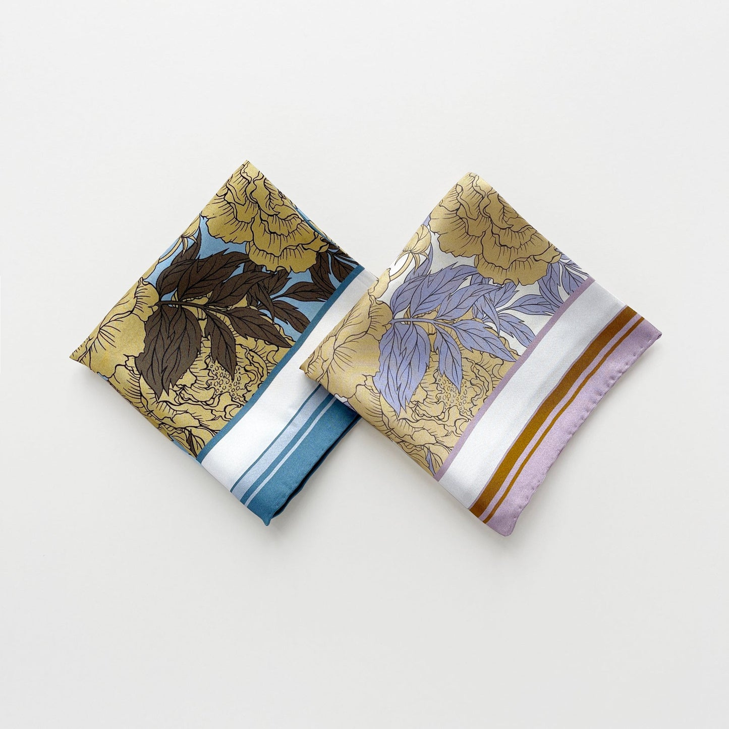 Peony Bloom Silk Scarf – 65cm Hand-Rolled Bandana Scarf