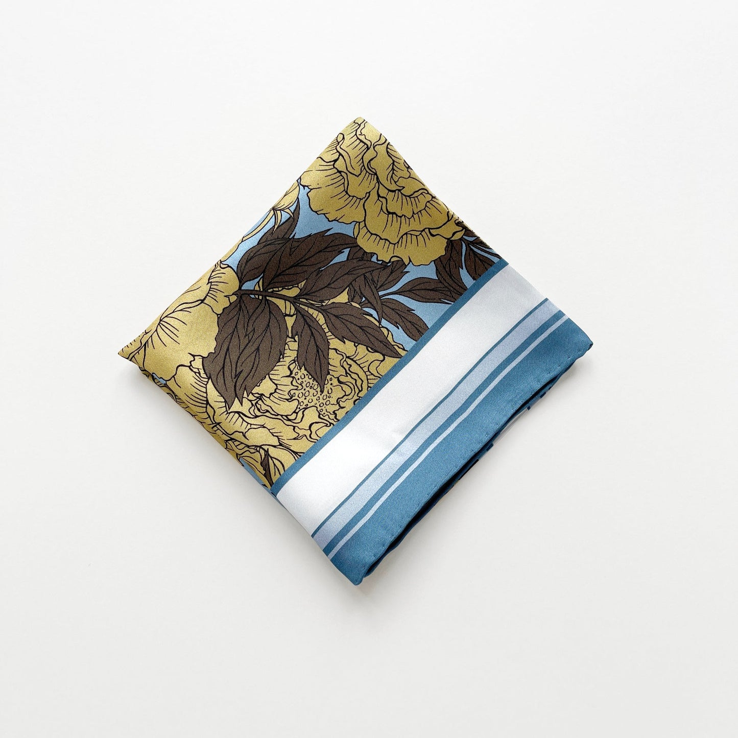 Peony Bloom Silk Scarf – 65cm Hand-Rolled Bandana Scarf