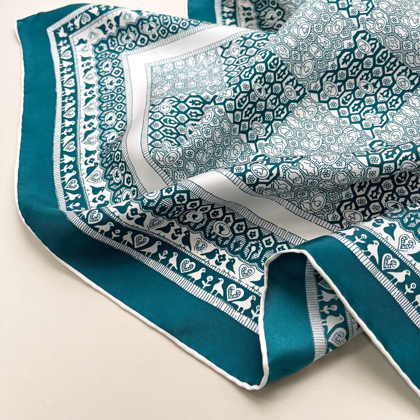 Heritage Grace Silk Scarf - 90cm Hand-rolled Women's Head Scarf
