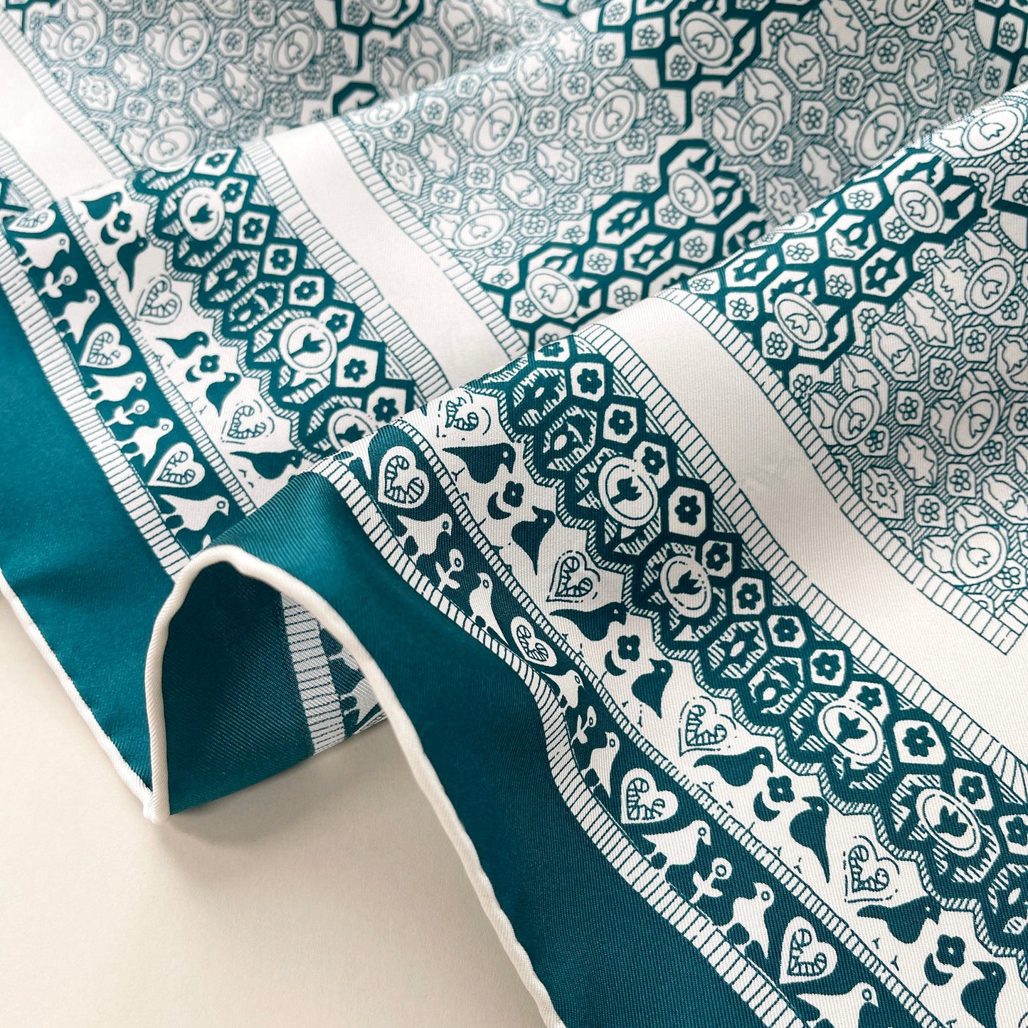 Heritage Grace Silk Scarf - 90cm Hand-rolled Women's Head Scarf