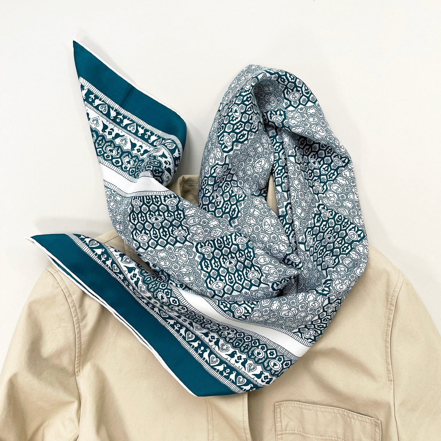 Heritage Grace Silk Scarf - 90cm Hand-rolled Women's Head Scarf