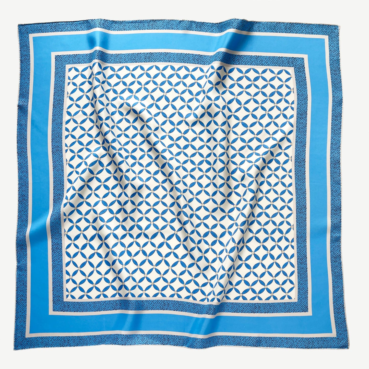 Geometric Petals Silk Scarf – 90cm Women's Head Scarf