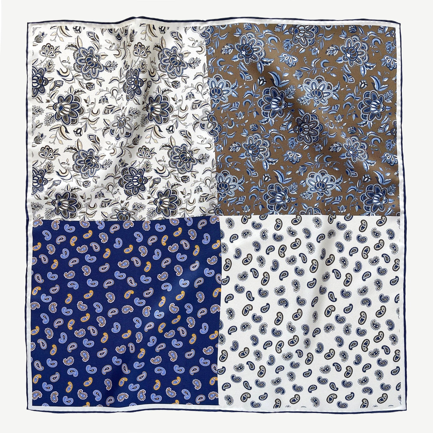 Heritage Patchwork Silk Square Scarf Neckerchief – 53cm for Men