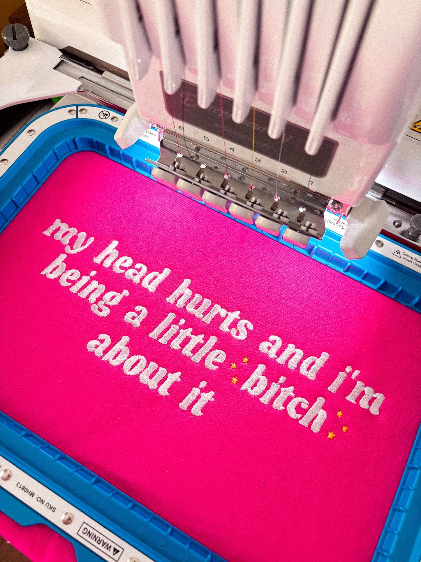 My Head Hurts And I’m Being A Little B About It embroidered crewneck sweatshirt