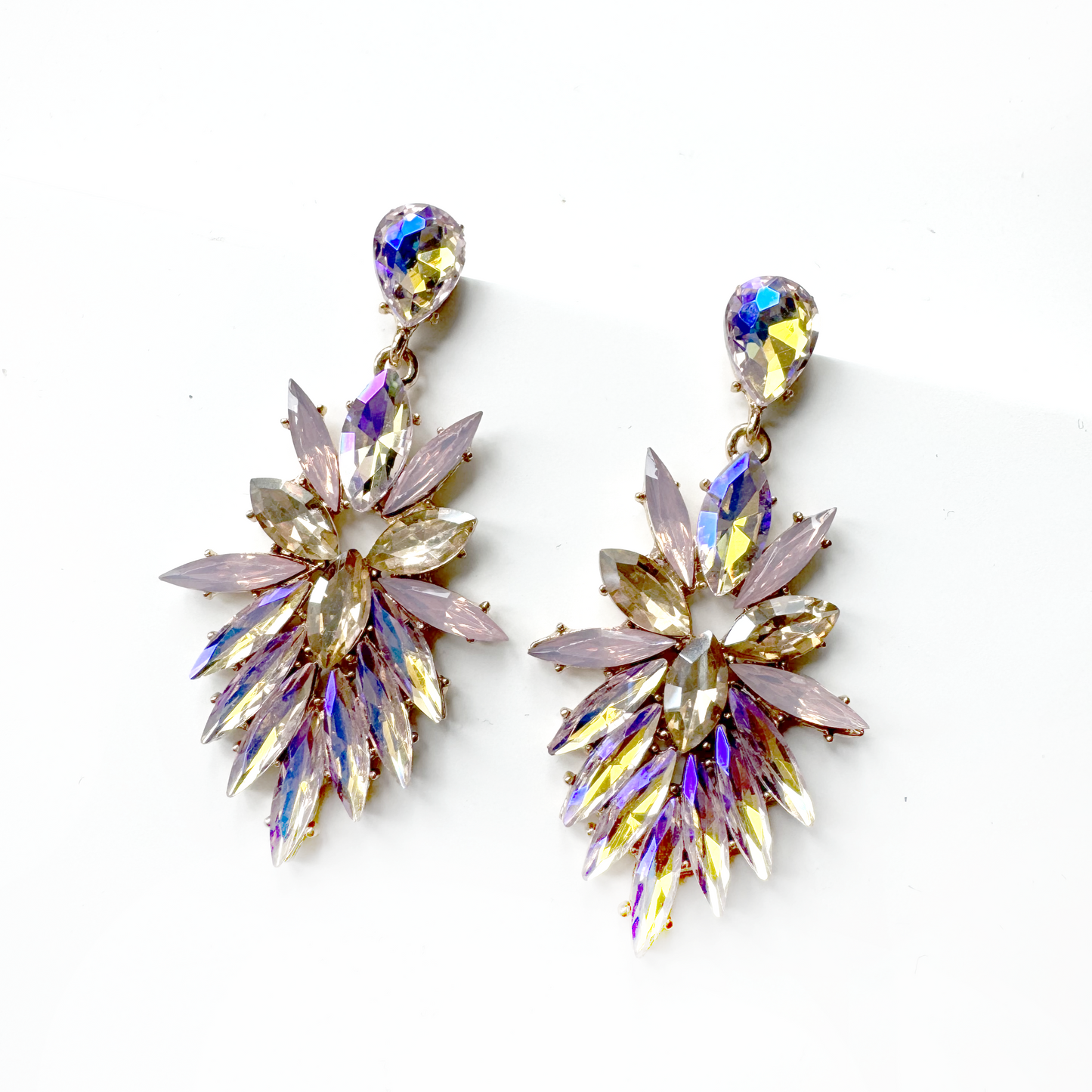 Genevieve Pink Rhinestone Statement Earrings