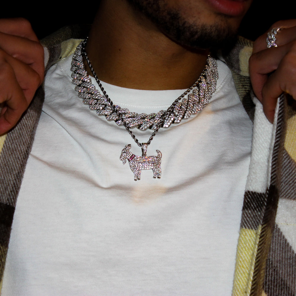 Iced Goat Pendant (Silver)