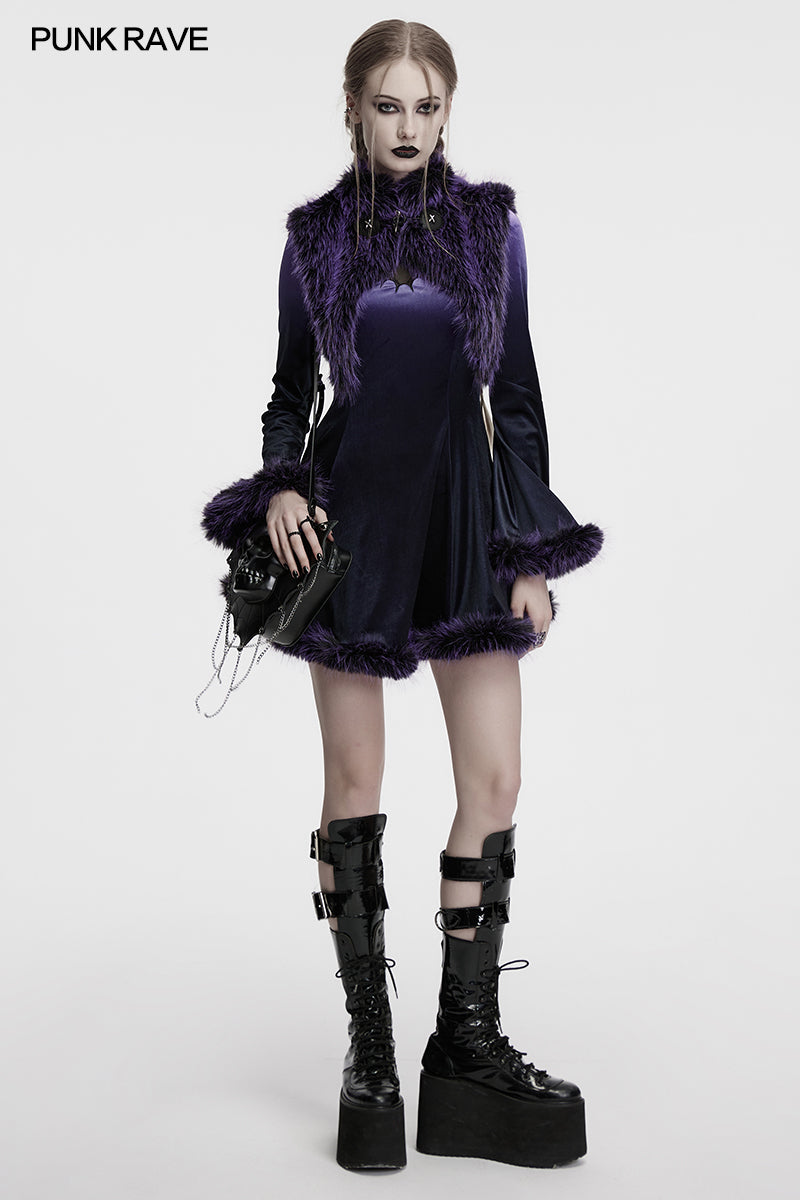 Punk Rave Lilith Gradient Devil Fur Shawl In Violet