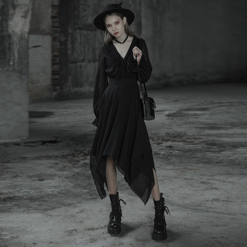 Punk Rave Angelina Chiffon Long Sleeve Handkerchief Dress