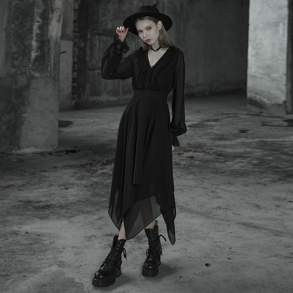Punk Rave Angelina Chiffon Long Sleeve Handkerchief Dress