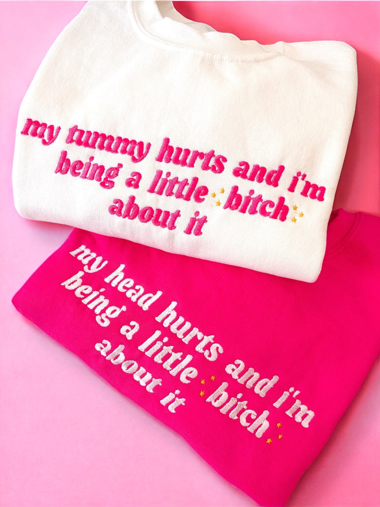 My Head Hurts And I’m Being A Little B About It embroidered crewneck sweatshirt