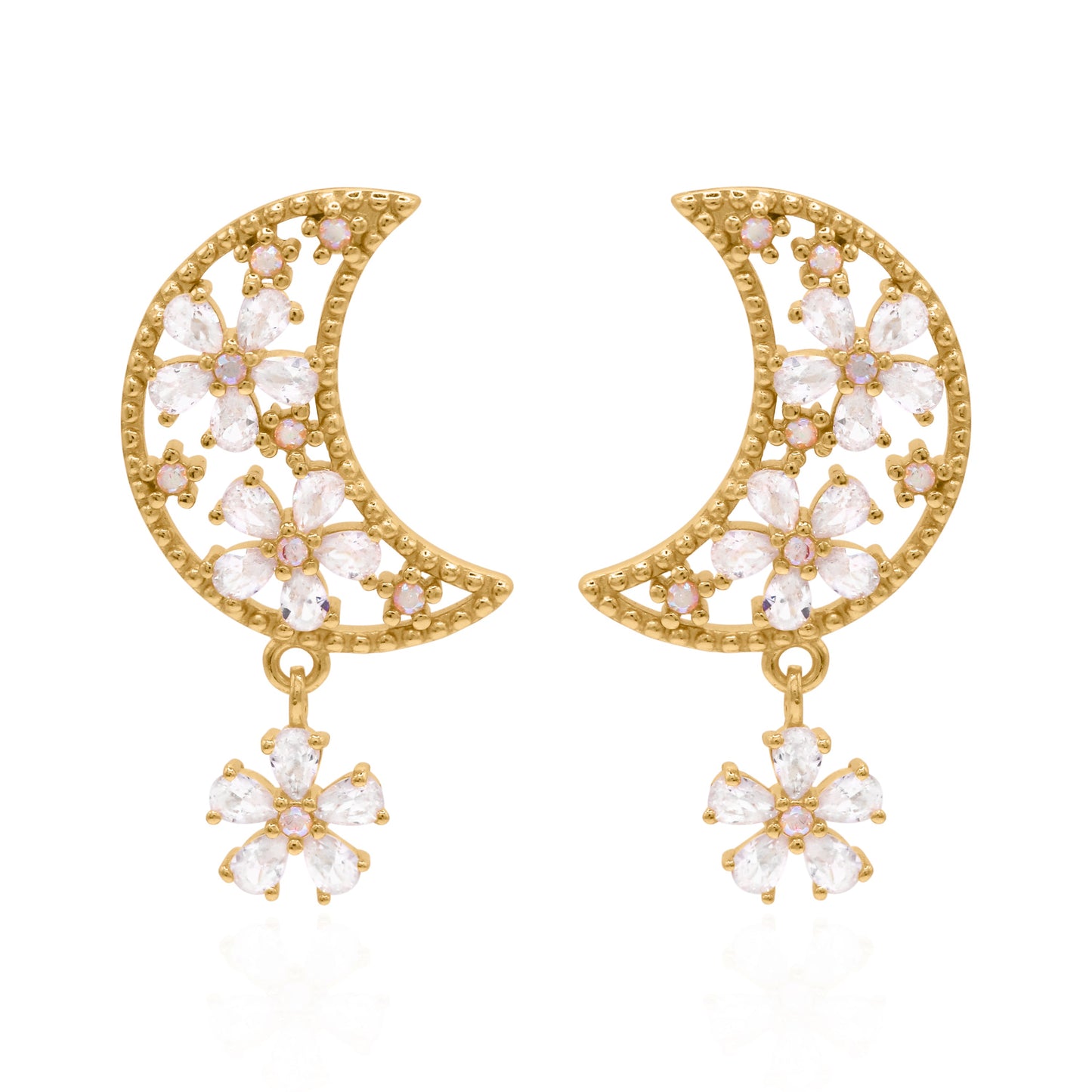 Posie Flower Moon Earrings | 18k Gold Plated