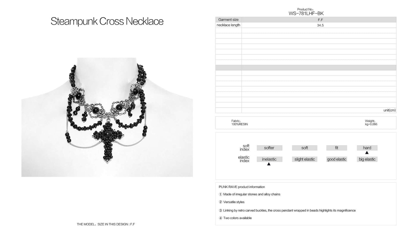 Punk Rave Steampunk Cross Necklace