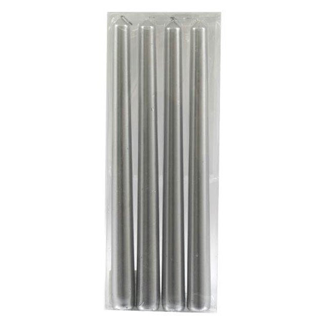 Set of 4 Silver Taper Candles Sold by Funny Store