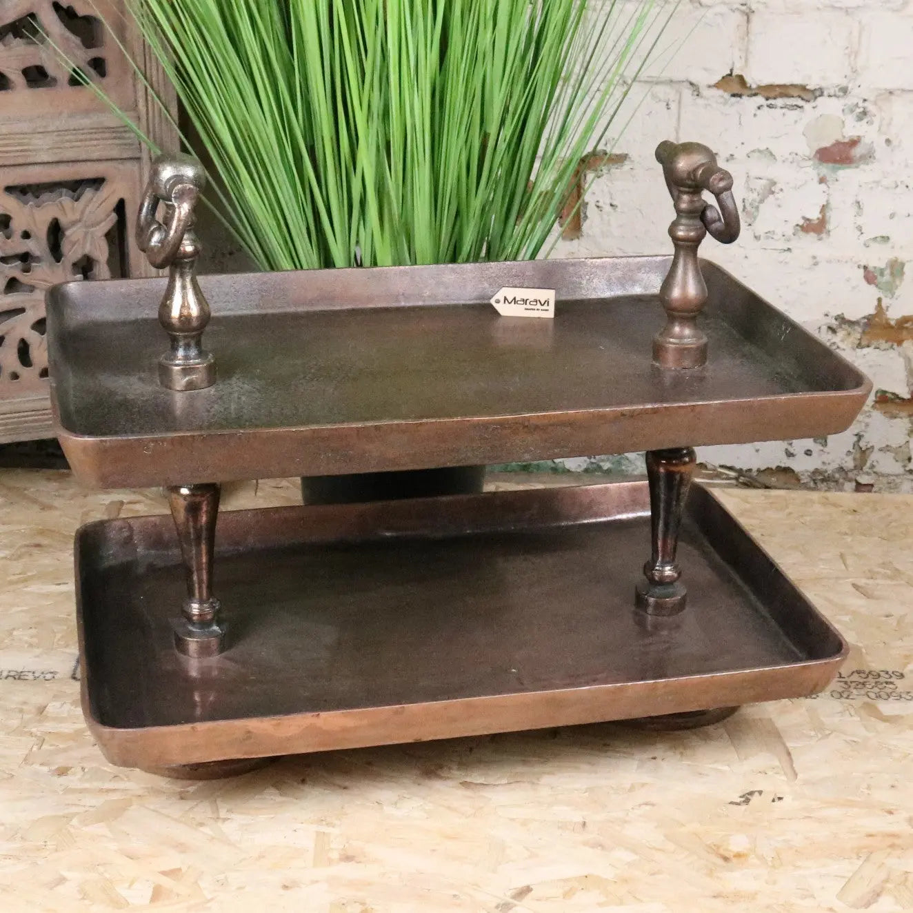 Vintage 2 Tier Serving Tray Copper