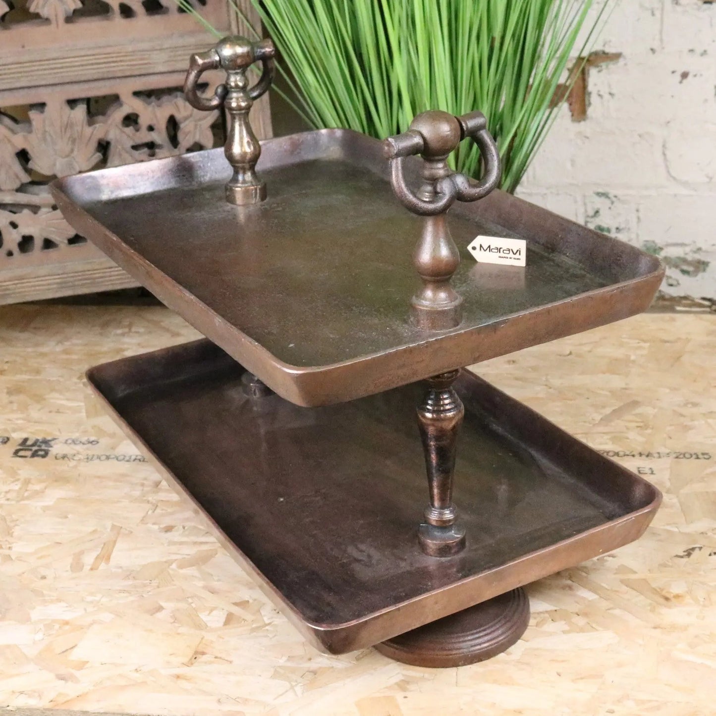 Vintage 2 Tier Serving Tray Copper