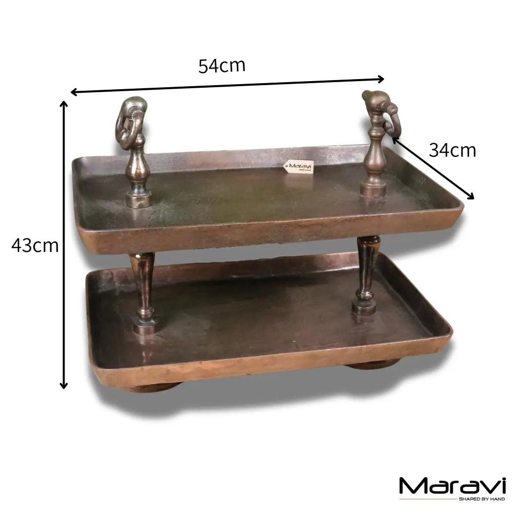 Vintage 2 Tier Serving Tray Copper