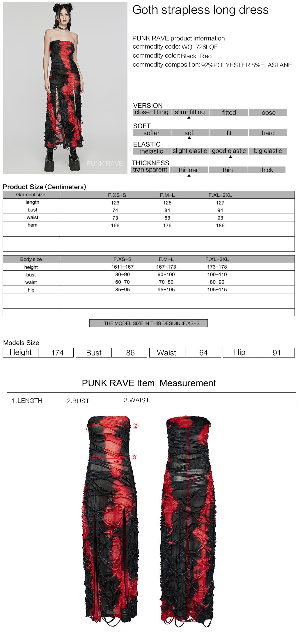 Punk Rave Ebril Red and Black Distressed Look Maxi Dress