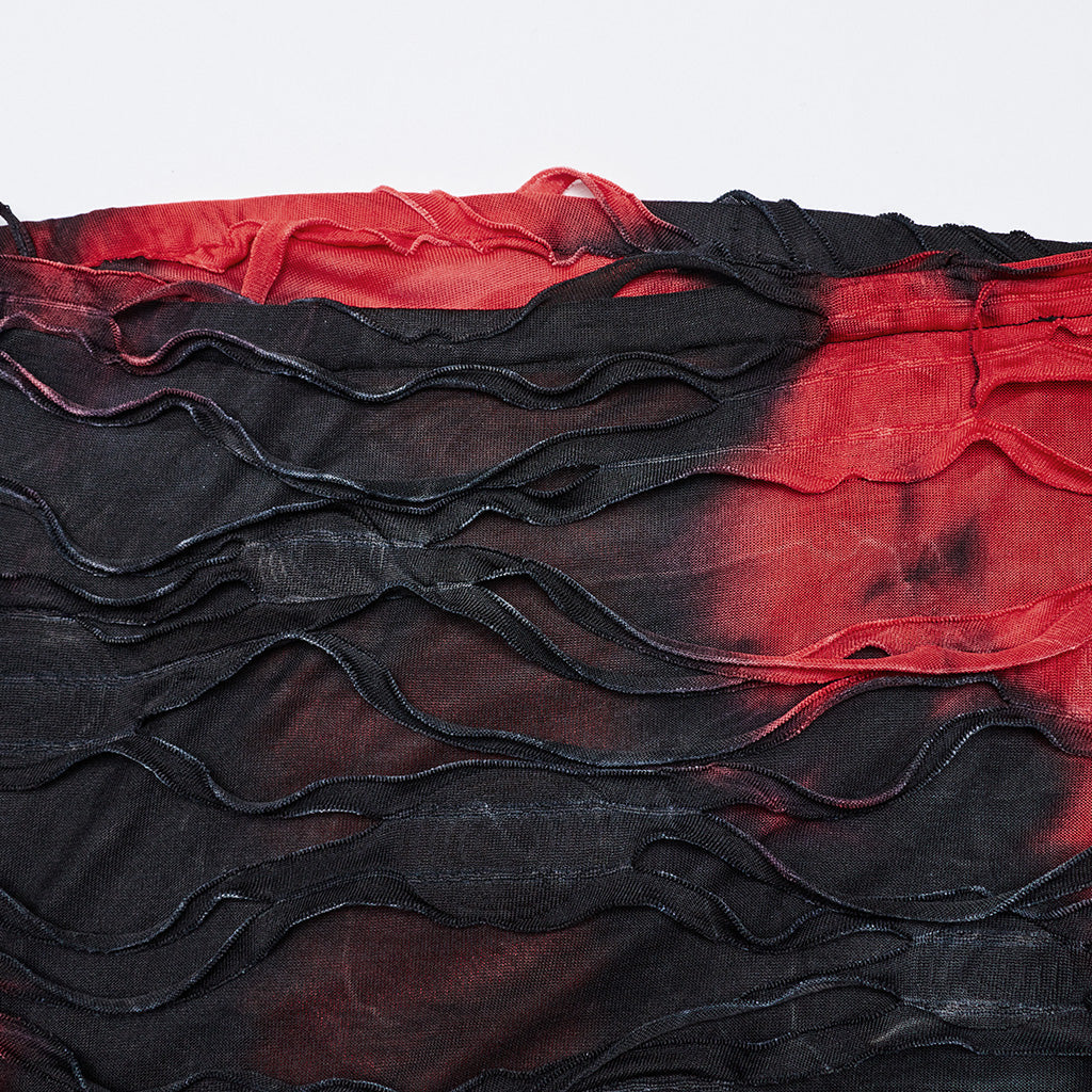 Punk Rave Ebril Red and Black Distressed Look Maxi Dress