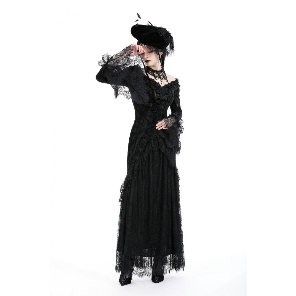 Dark In Love Zathura Off The Shoulder Lace Maxi Dress
