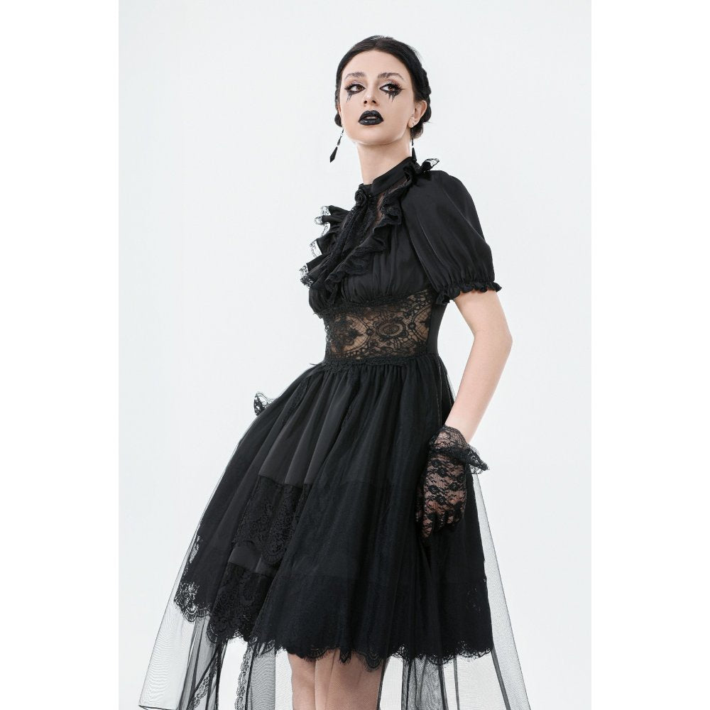 Dark in Love Ebon Rose High-Low Mesh & Lace Goth Dress