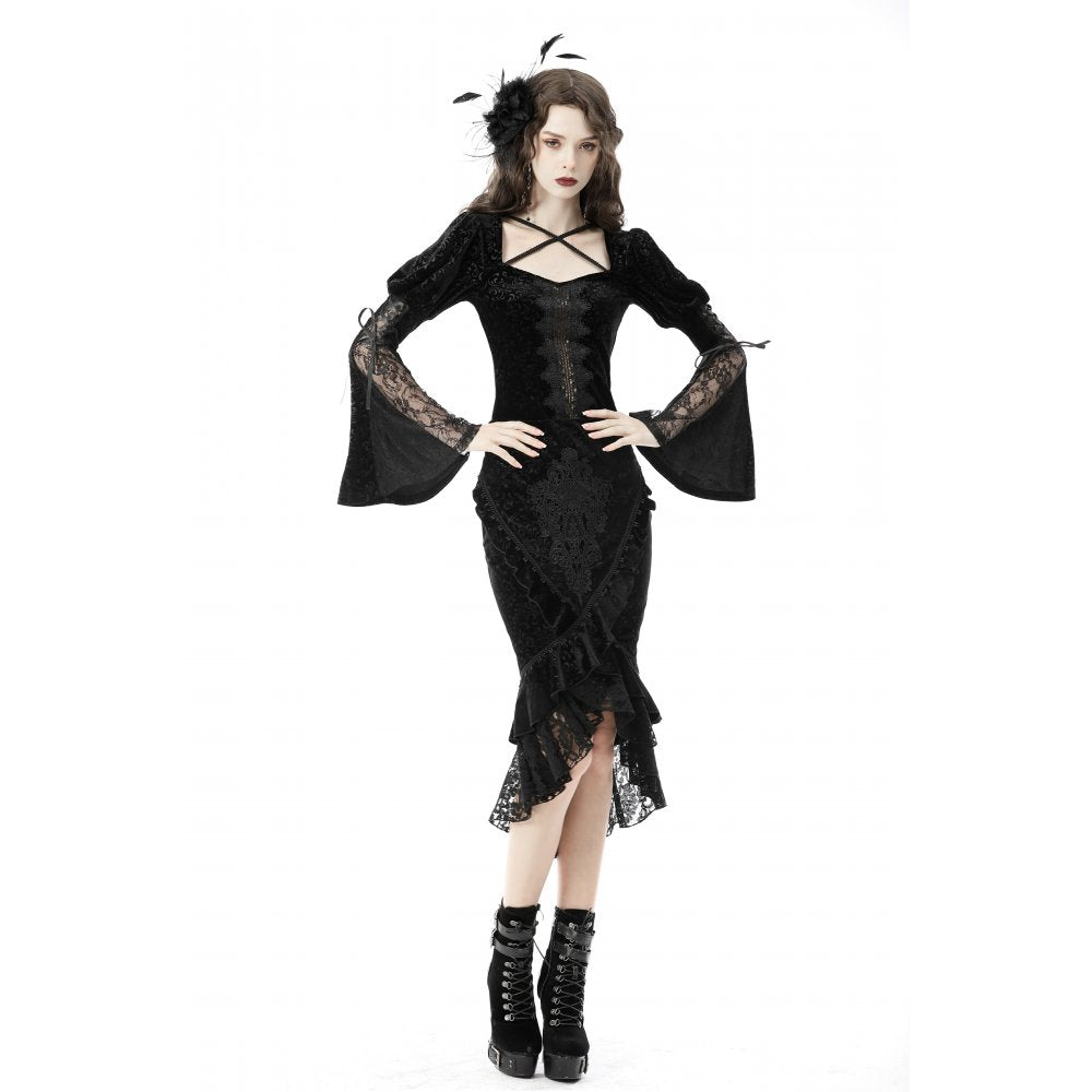 Dark In Love Zira Velvet Fishtail Skirt