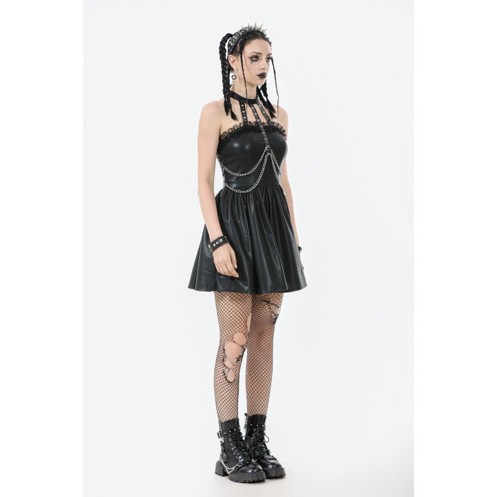 Dark in Love Valentina Red Velvet Mesh Panel Goth Dress
