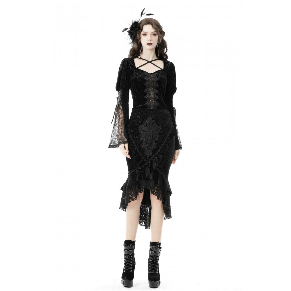 Dark In Love Zira Velvet Fishtail Skirt