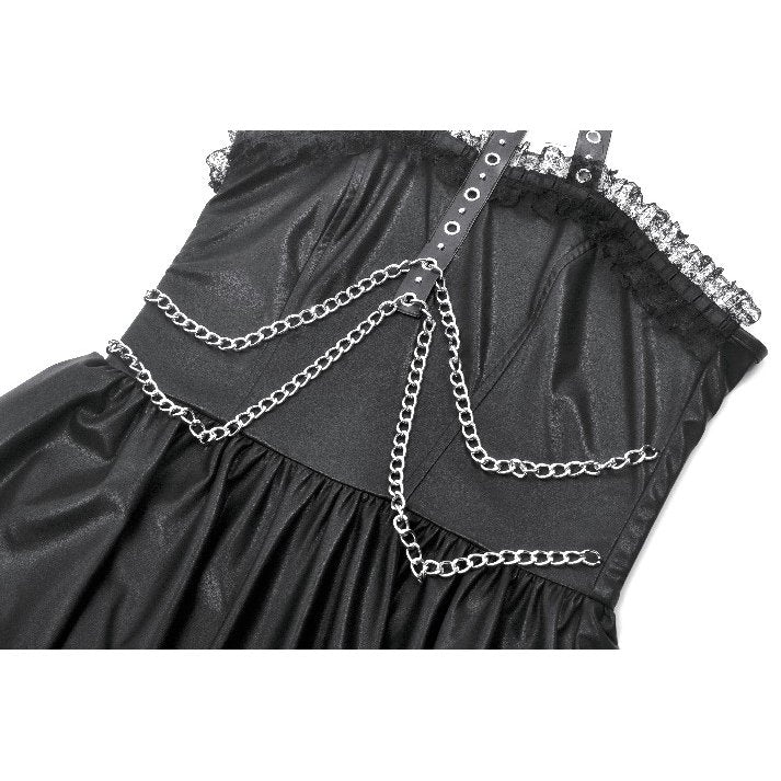 Dark in Love Valentina Red Velvet Mesh Panel Goth Dress