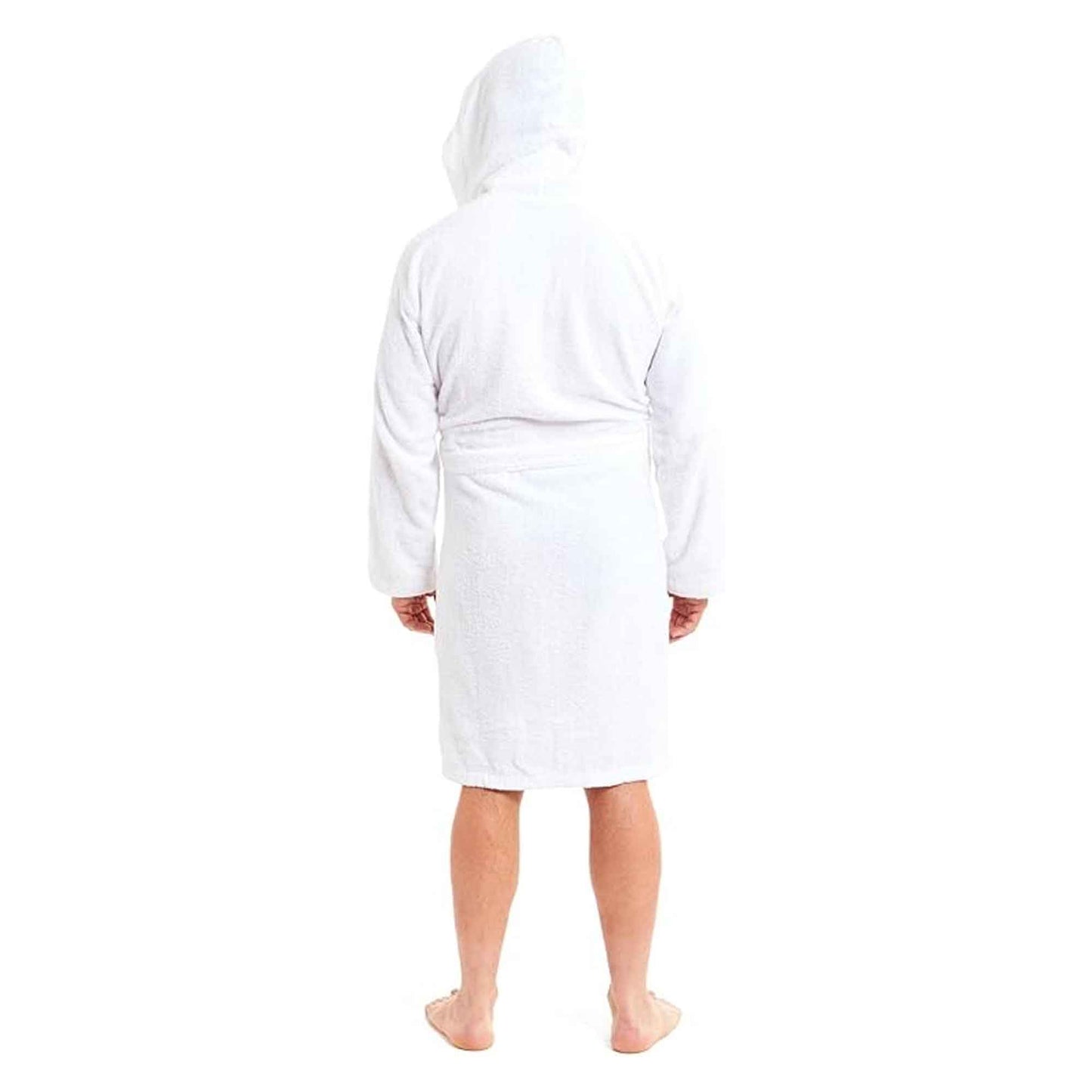 Men's Bamboo Hooded Bath Robe Ultra Absorbent Towelling Dressing Gown for Hotels Gyms Spas with Soft Breathable Cotton Blend Quick Dry Grey White by Sock Stack