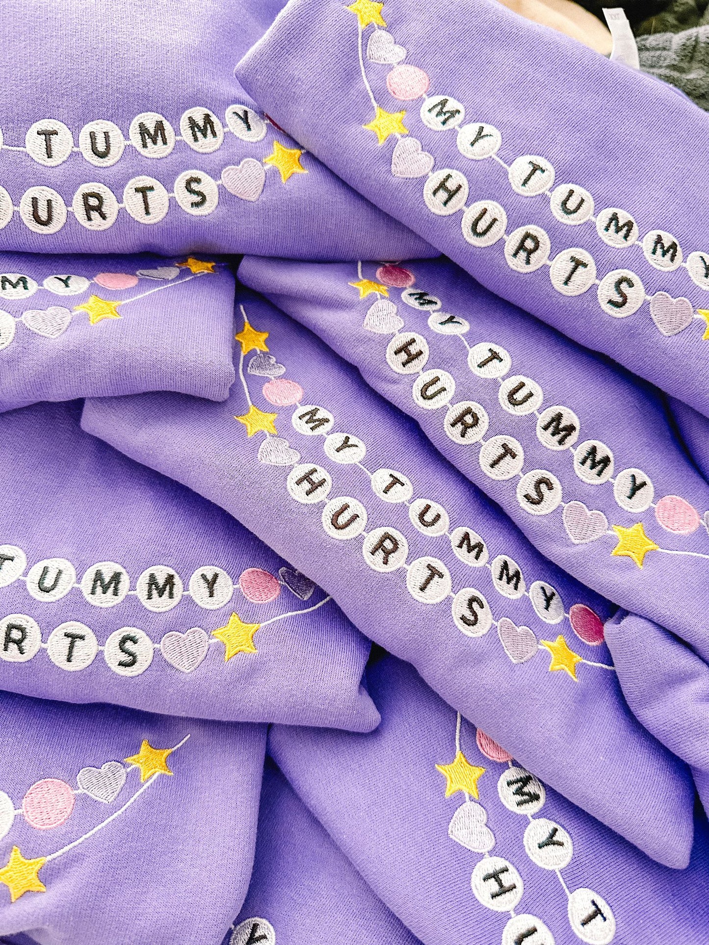 My Tummy Hurts Friendship Bracelet embroidered crewneck sweatshirt