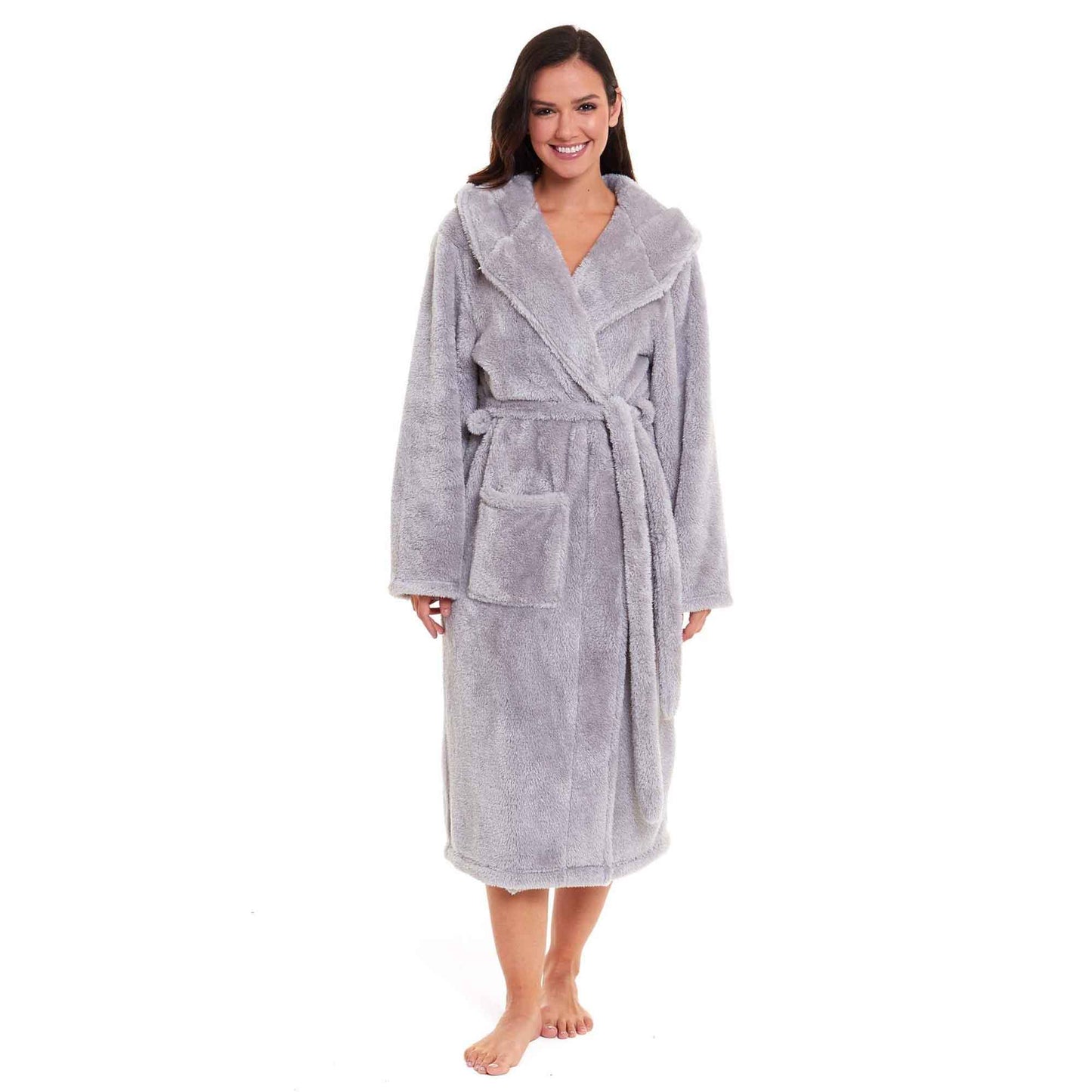 Ultra Soft Velvet Touch Women's Hooded Fleece Bathrobes Cozy Plush Snuggle Dressing Gowns for Lounging Spa Gym Hotel Multiple Sizes and Colors by Daisy Dreamer