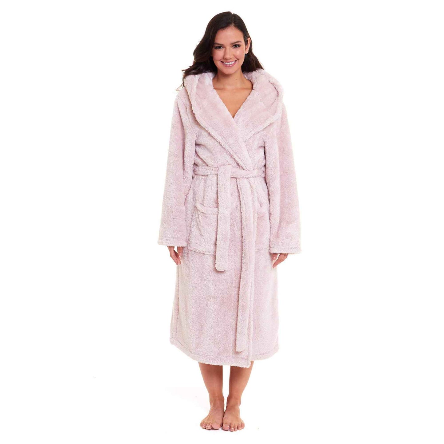 Ultra Soft Velvet Touch Women's Hooded Fleece Bathrobes Cozy Plush Snuggle Dressing Gowns for Lounging Spa Gym Hotel Multiple Sizes and Colors by Daisy Dreamer