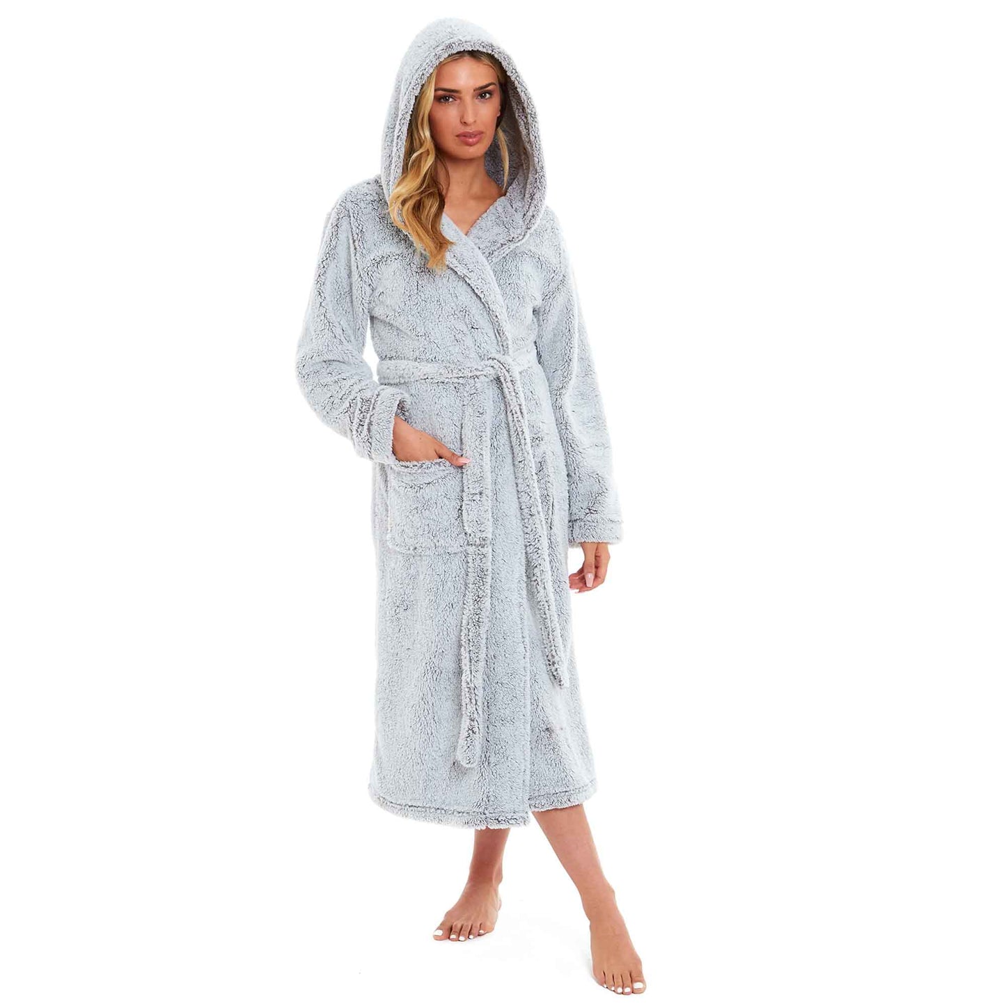 Ultra Soft Velvet Touch Women's Hooded Fleece Bathrobes Cozy Plush Snuggle Dressing Gowns for Lounging Spa Gym Hotel Multiple Sizes and Colors by Daisy Dreamer