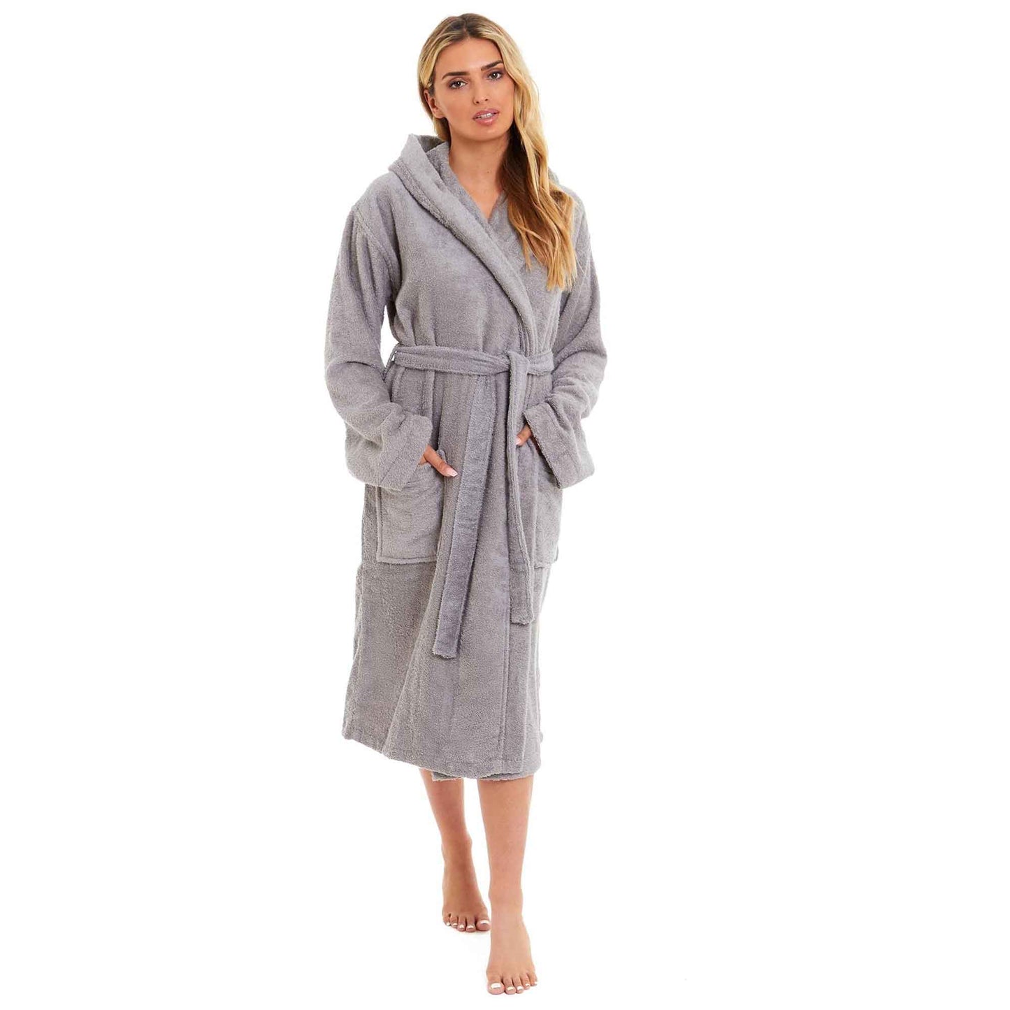 Unisex Bamboo Hooded Dressing Gown Super Soft Towelling Bath Robe for Men & Women by Sock Stack