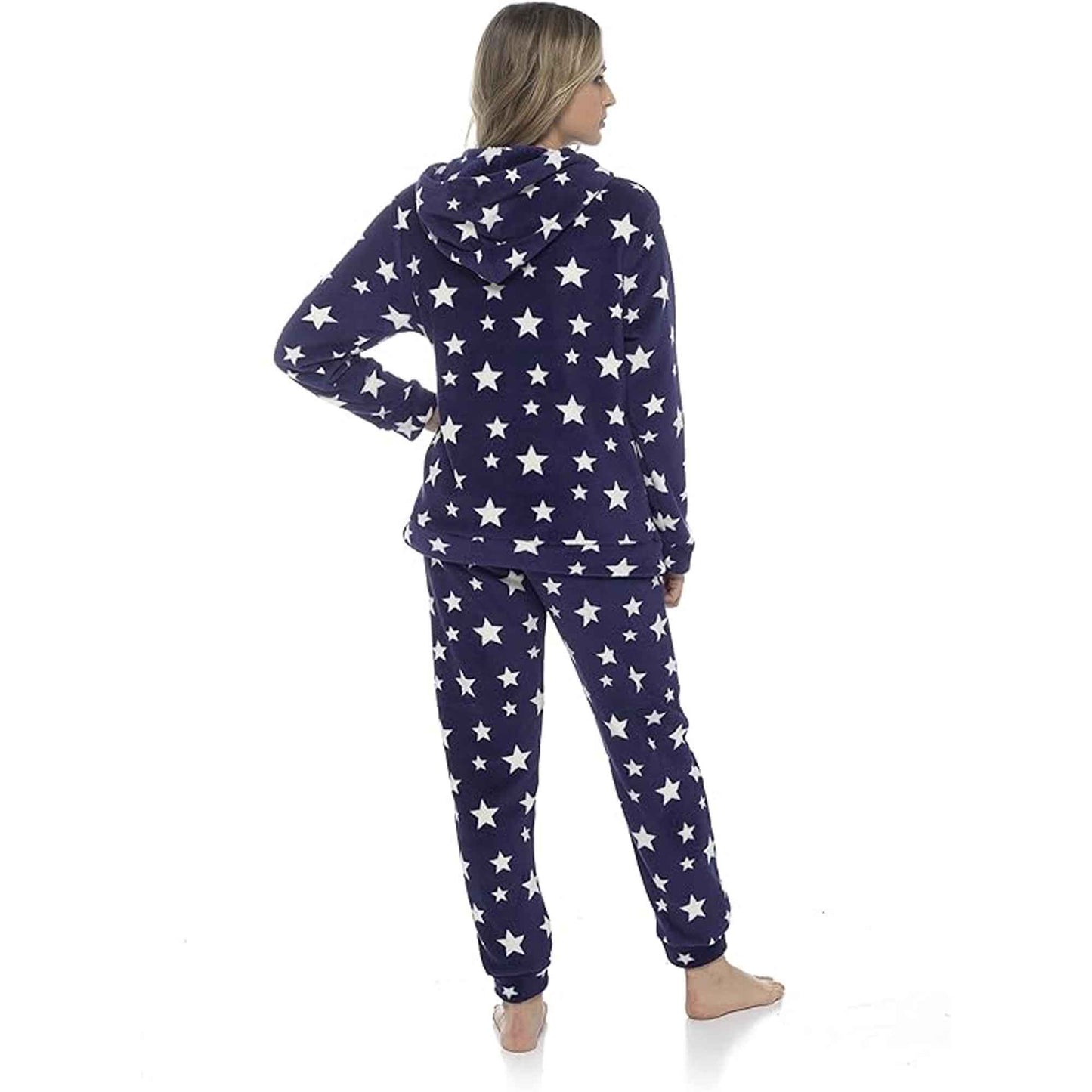 Women's Ultra-Soft Plush Fleece Hooded Pyjama Set with Star Design Cozy Nightwear Stretchable Loungewear Ideal Gift Multiple Sizes and Colors by Daisy Dreamer